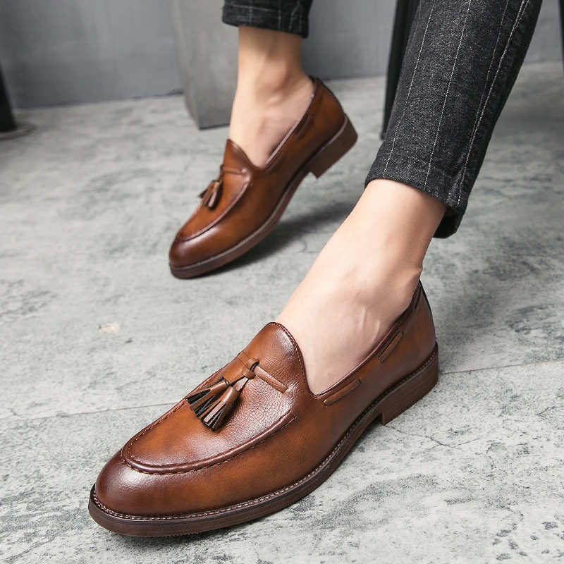Men Shoes Breathable tassel Loafers leather Luxury Weave Comfortable Men's Flats moccasins Casual for men | Обувь