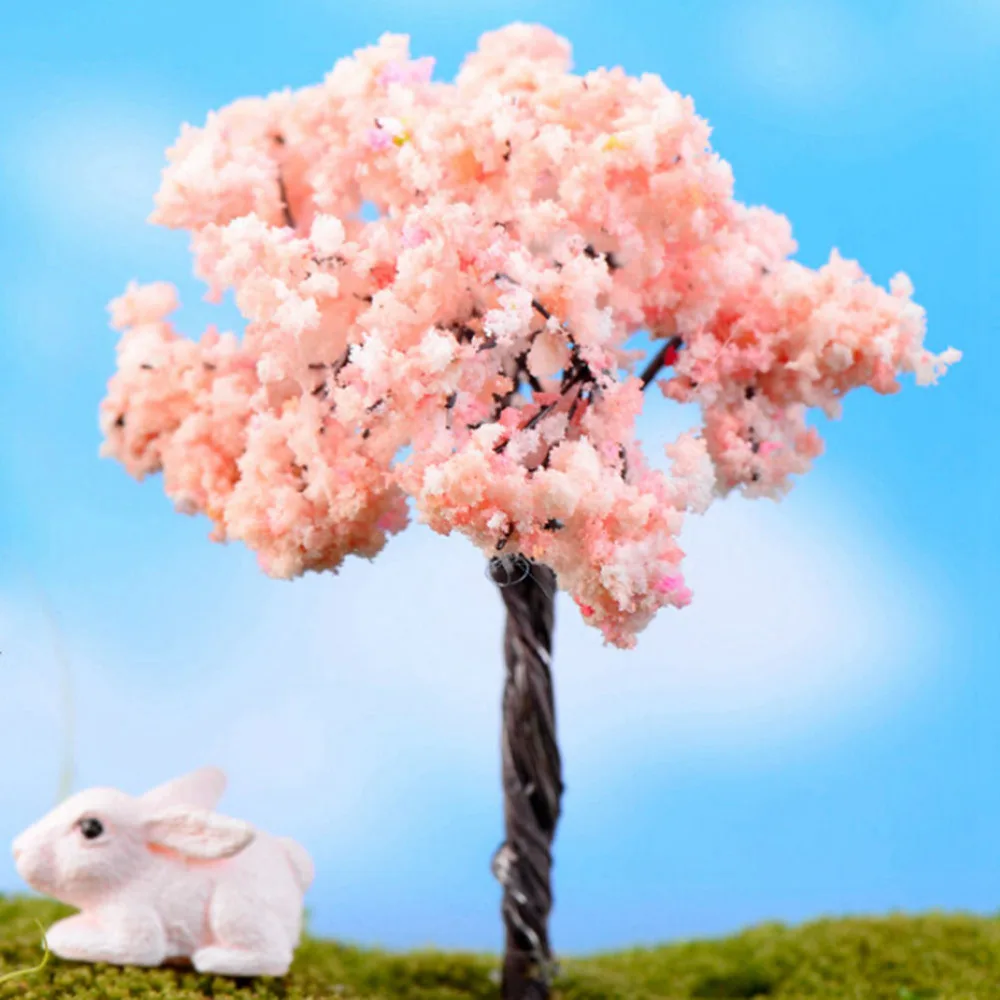 

Plastic Mini Simulation Trees Willow Sakura Miniatures Kawaii Micro landscape Setting For Garden 1PC New Garden Figurines