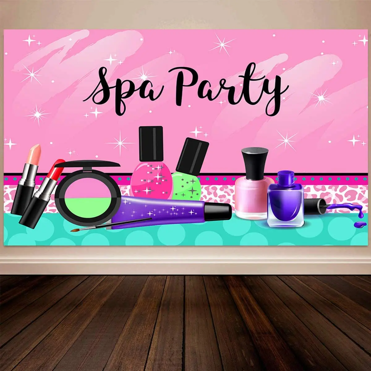 

Sparkle Spa Party Backdrop Colorful Make Up Teens Girls Princess Summer Holiday 1st First Sweet 16th Birthday Baby Shower Party