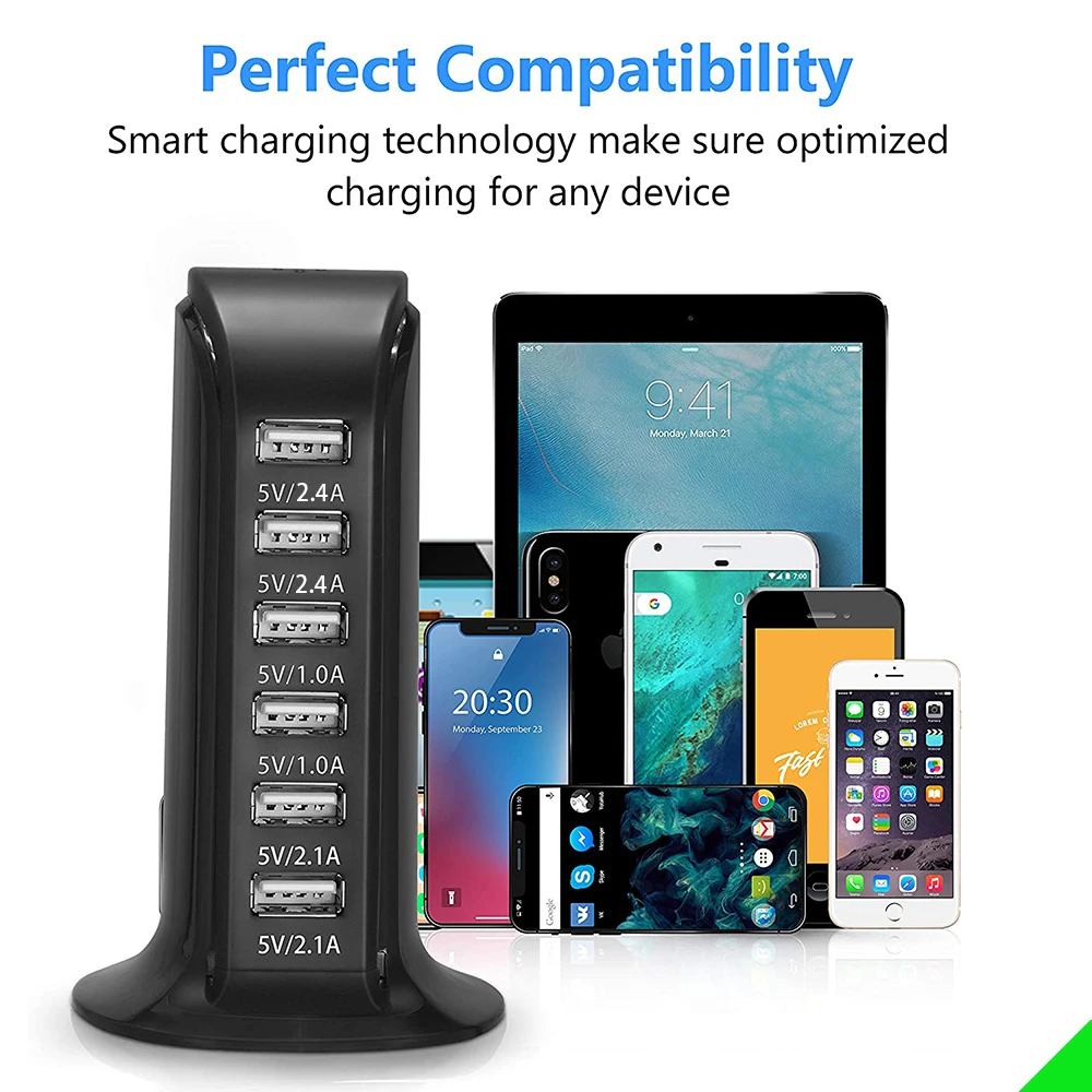 6 портовое зарядное устройство с USB разъемом портативная зарядная станция
