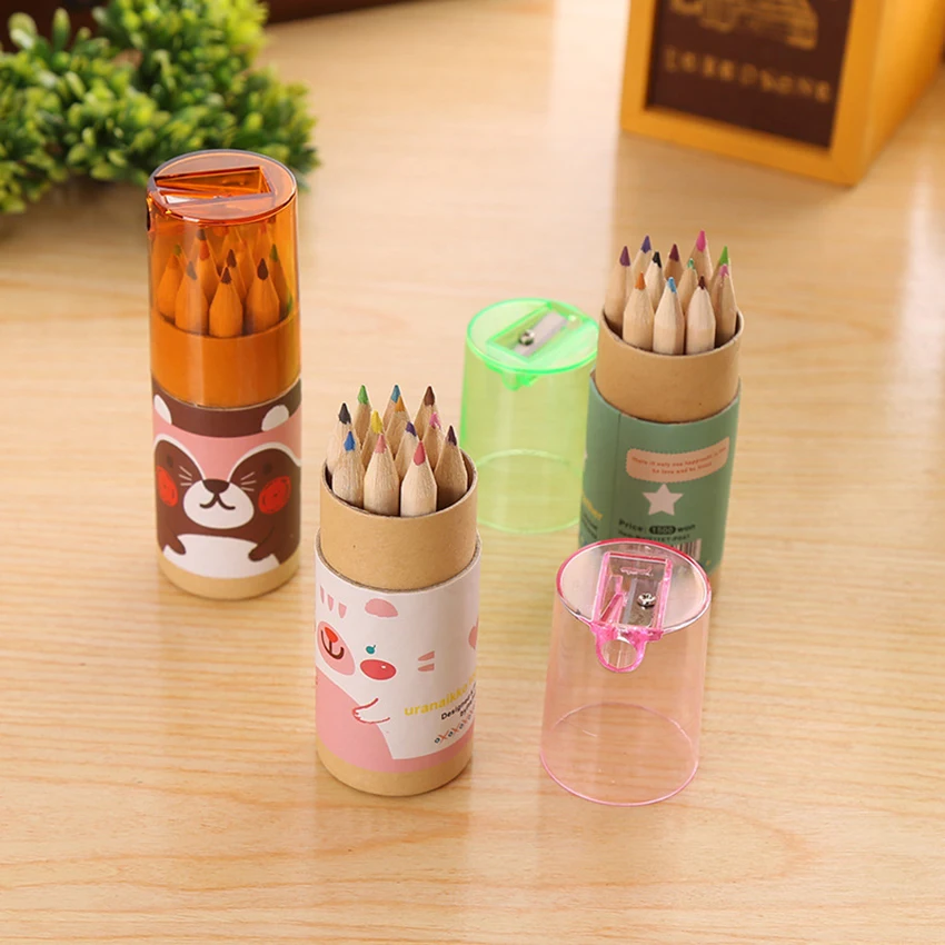 

Creative Barreled 12-color Lead Pencil Sharpener Student Painting Graffiti Multicolor Pencil Children Gift Pencil Box Pen Holder