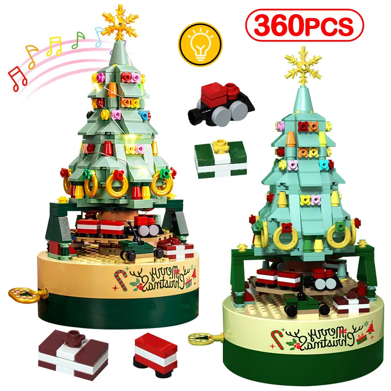 

Friends Architecture Christmas Series Rotating Music Box Building Blocks MOC Santa House Bricks Educate Toys For Children Gifts