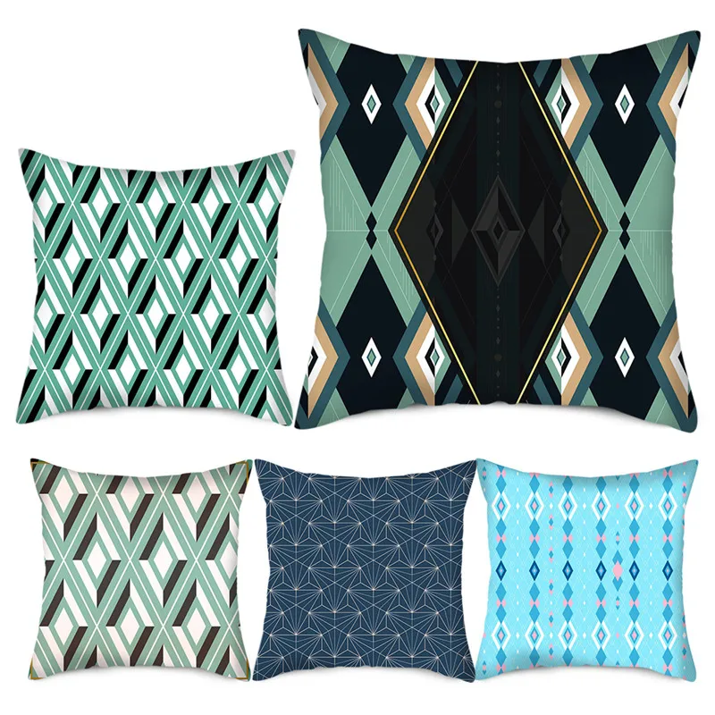 

Fuwatacchi Colorful Geometric Cushion Cover Plaid Dot Decorative Pillow Cover for Home Sofa Polyester Throw Pillowcases 45x45cm