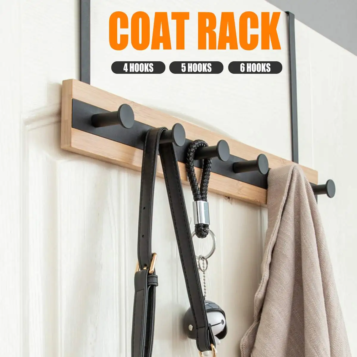 

Over The Door 4/5/6 Hooks Home Bathroom Organizer Rack Clothes Coat Hat Towel Hanger Home Bathroom Organizer