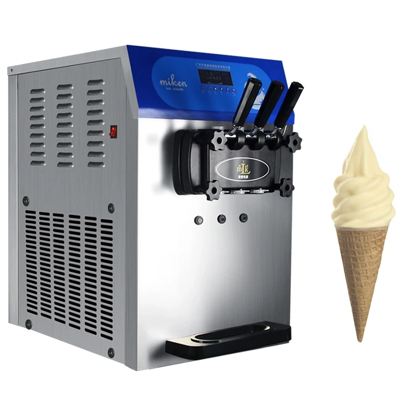 

Three Heads Ice Cream Maker With Commercial Desktop Low Noise Ice Cream Machine 1800W
