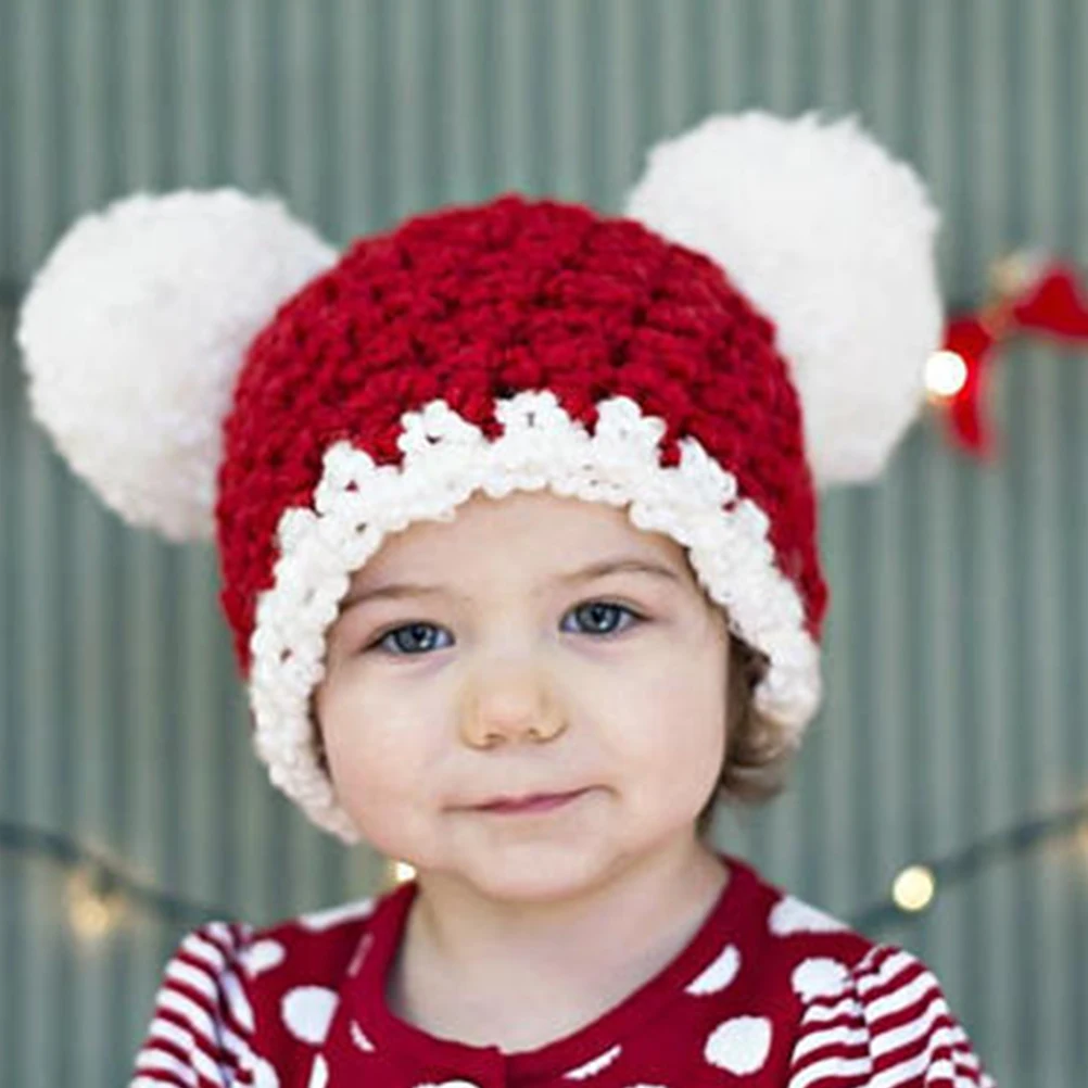 Шерстяная шапка для маленьких девочек Рождественская зимняя теплая Праздничная