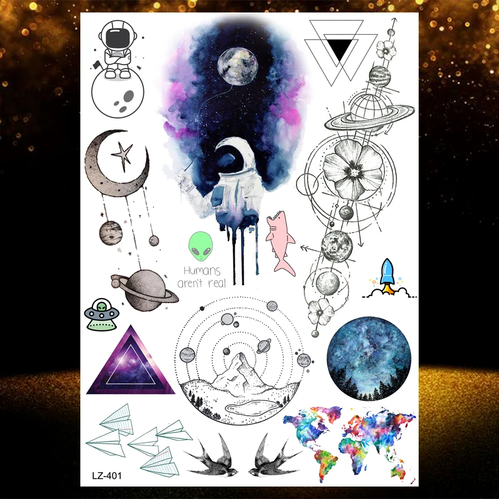 Временные татуировки для детей маленькая 3d-татуировка в виде дельфина Вселенная