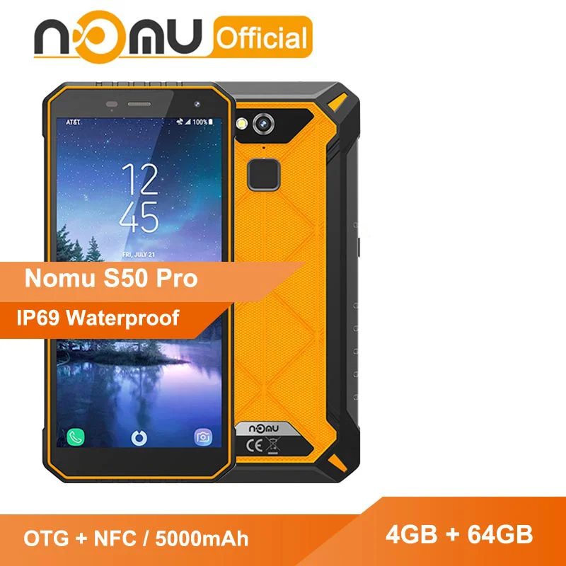 Nomu S50 Pro ударопрочный смартфон MTK6763 V/V Восьмиядерный 4 Гб 64 ГБ Android 8,1 5000 мАч OTG+ NFC 16 МП IP69 водонепроницаемый мобильный телефон