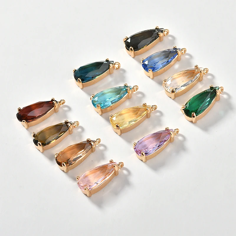 Цветное медное покрытие 16k золотой цвет Чжан шуй ди Хрустальный Кулон DIY серьги