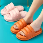 Шлепанцы женские на высоком каблуке, летние мягкие бесшумные сандалии из ЭВА, Нескользящие тапочки для спальни, сланцы, для ванной комнаты, 2021