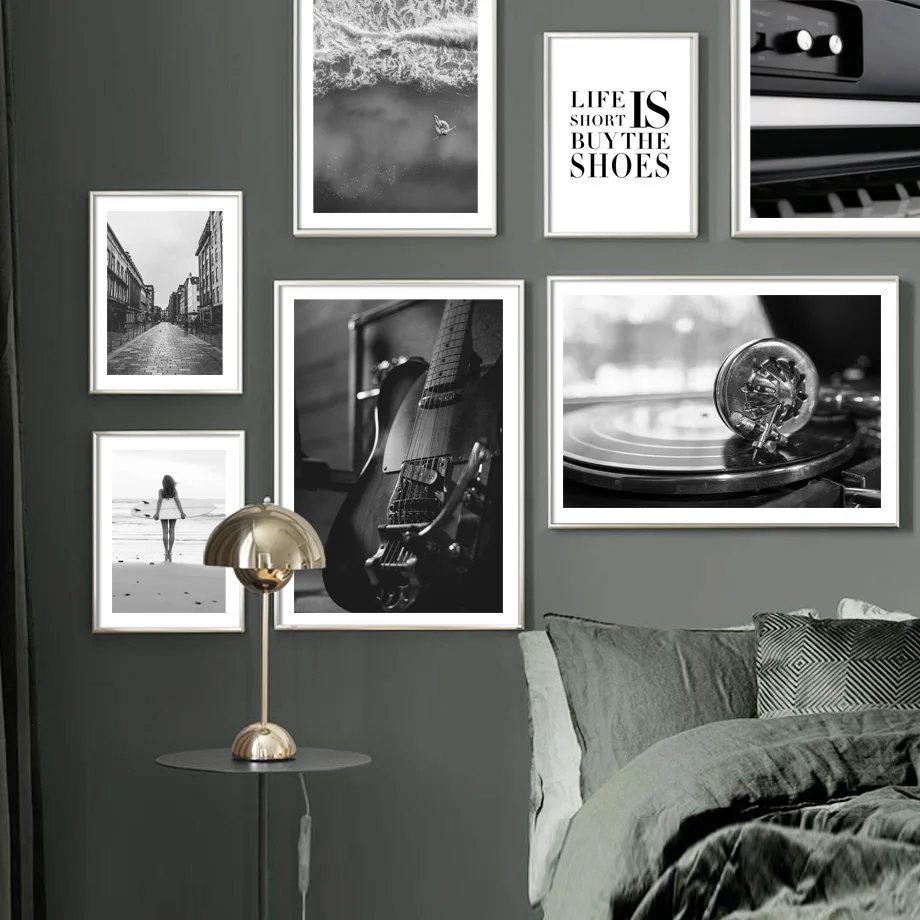 

Sea Surf Street Piano Guitar Music Nordic Vintage Posters And Prints For Living Room Decor Wall Art Canvas Painting Wall Picture
