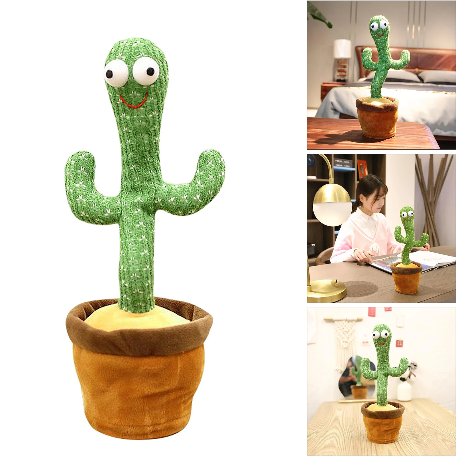 Mu&ntilde;eco de peluche el&eacute;ctrico con forma de Cactus para ni&ntilde;os, juguete de felpa con forma de Cactus, juguete divertido para bailar, juguete de grabaci&oacute;n decorativo con USB-2
