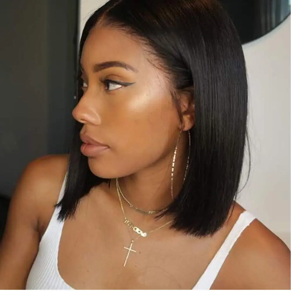 13х4 Боб термостойкие волокна волос Синтетический парик Русалочка черный цвет