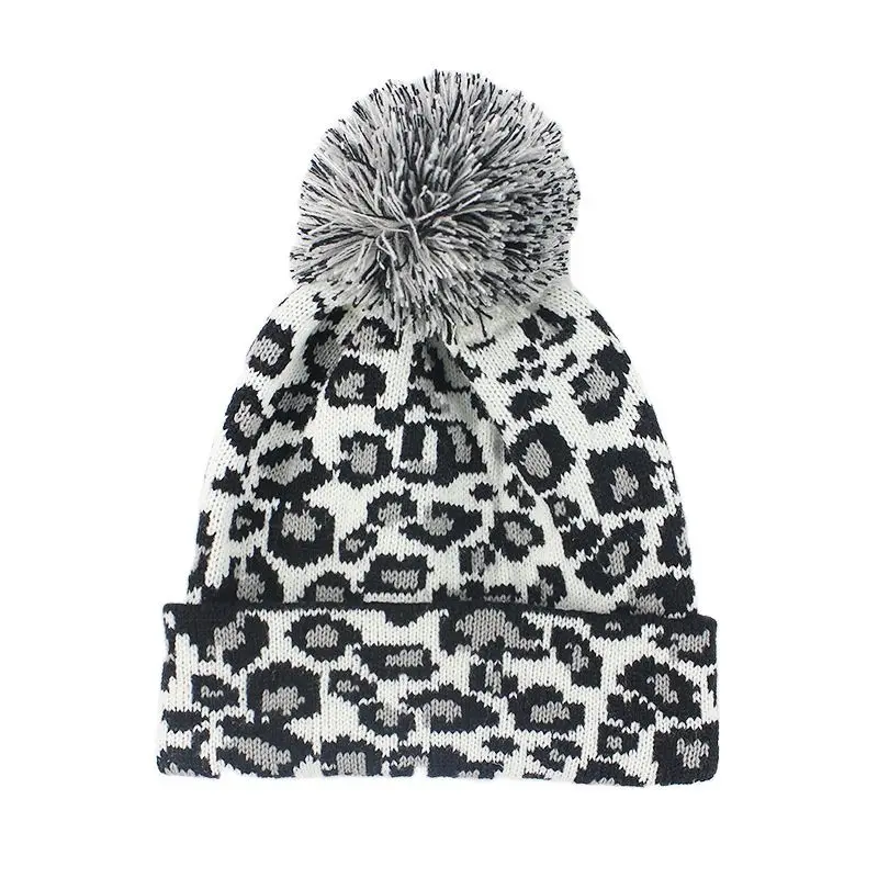 

New Autumn and Winter Ladies Leopard Print Woolen Hat All-match Double-layer Thick Knitted Hedging Hat