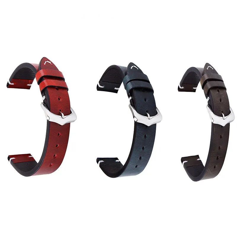 Кожаный ремешок с масляным воском винтажный цветной для наручных часов мужской