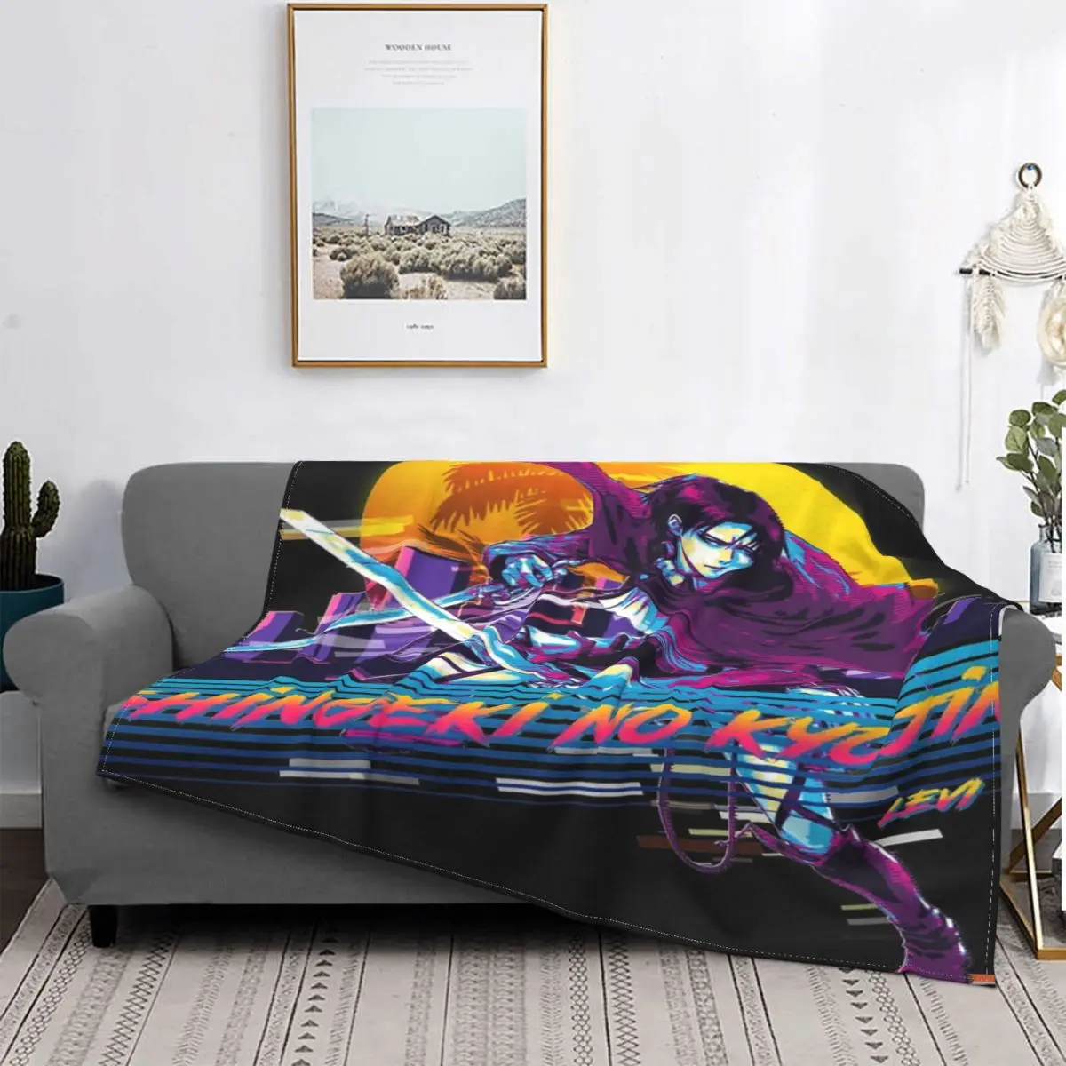 

Attack On Titans-Manta Levi, colcha para cama a quadros, manta de muselina de Anime, toalla de lujo