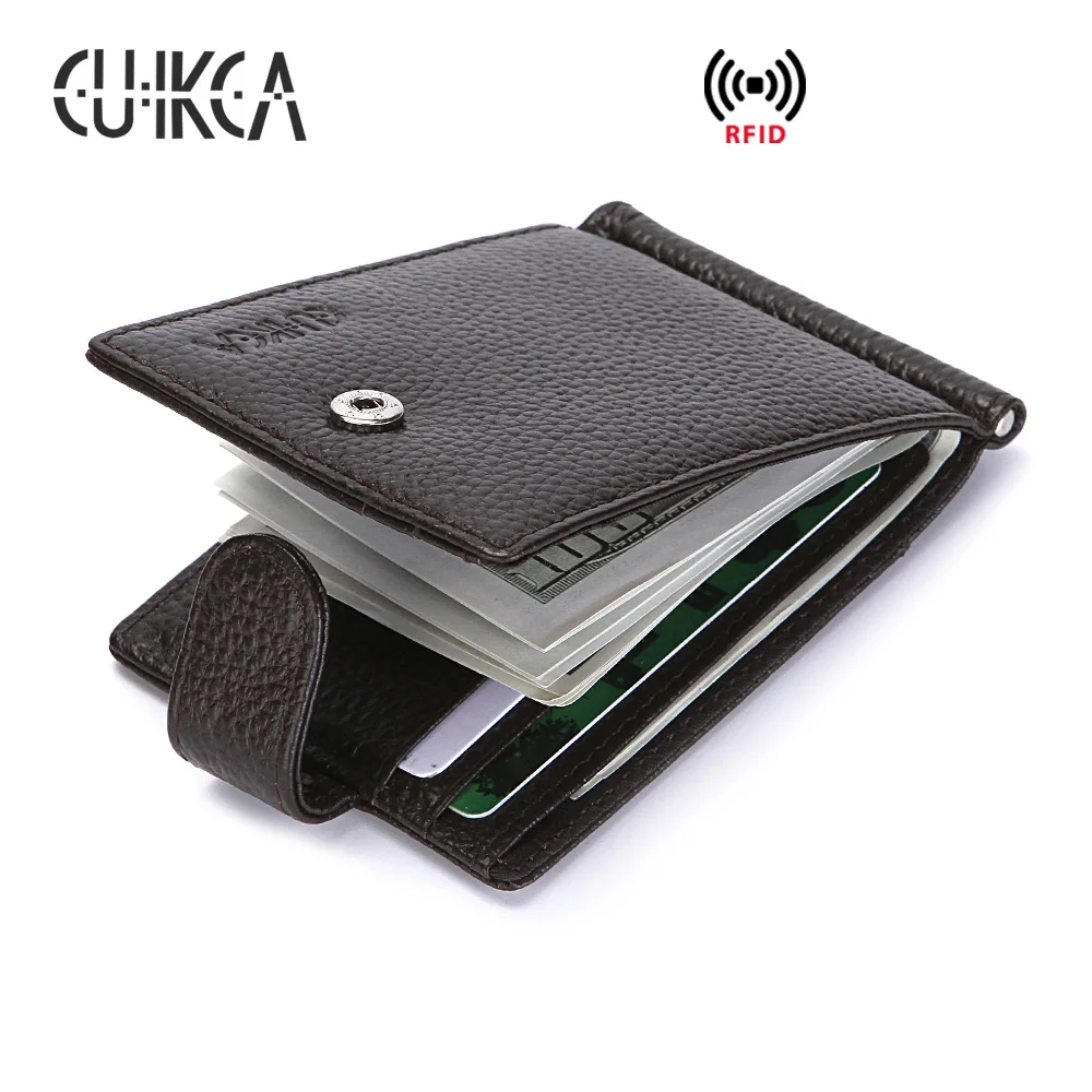 CUIKCA кошелек RFID мужской из натуральной кожи Carteira Воловья кожа зажим для денег