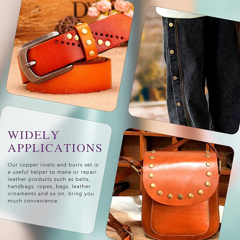 

Copper Rivets and Burrs Washers Leather Copper Rivet Fastener for Belts Leather DIY Craft Supplies