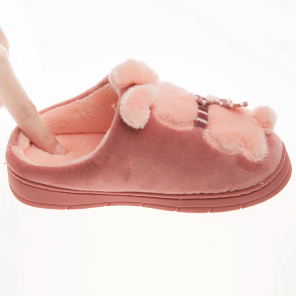 Новинка 2019 года зимние теплые Нескользящие домашние тапочки с рисунком кролика