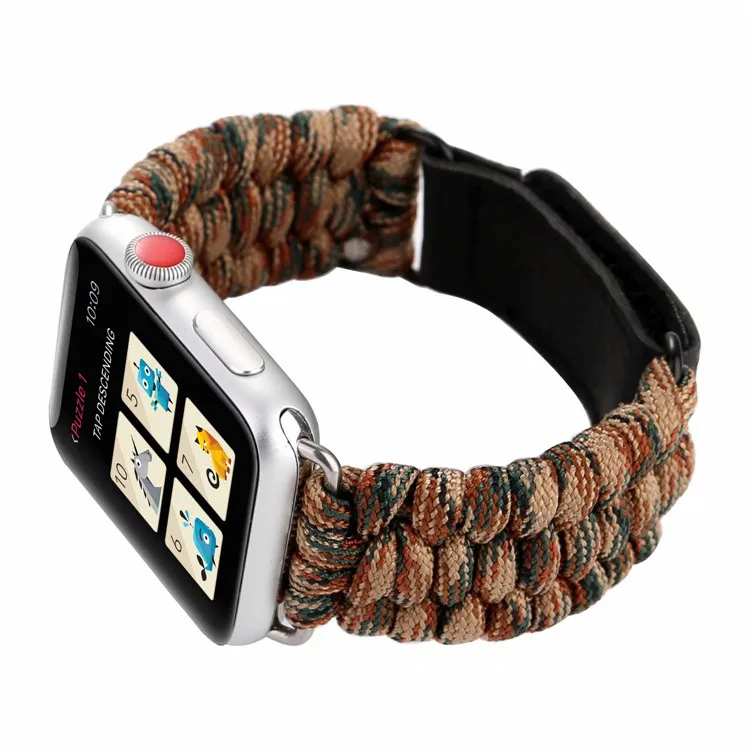 Спортивный тканый браслет из нейлоновой веревки для Apple Watch 38 мм 42 мм 40 мм 44 мм для iWatch 5 4 3 2 1