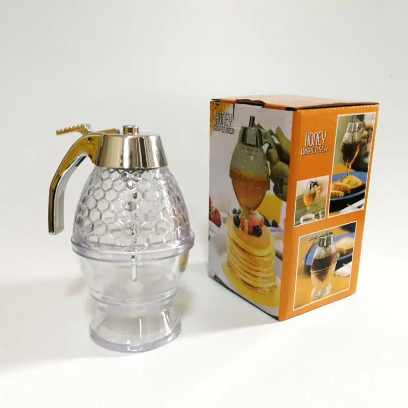200ML Honey Juice Syrup Dispenser Practical Acrylic Pot Jar 1 Cup Bee Hive with Trigger Stand High Quality Hot Sale 2020 |