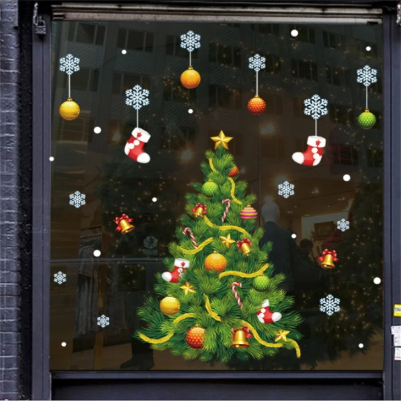 

Christmas Trees with Gifts Festival Party Decoration Wall Stickers Stars Stickers for Home Decoration Party Decals Living Room