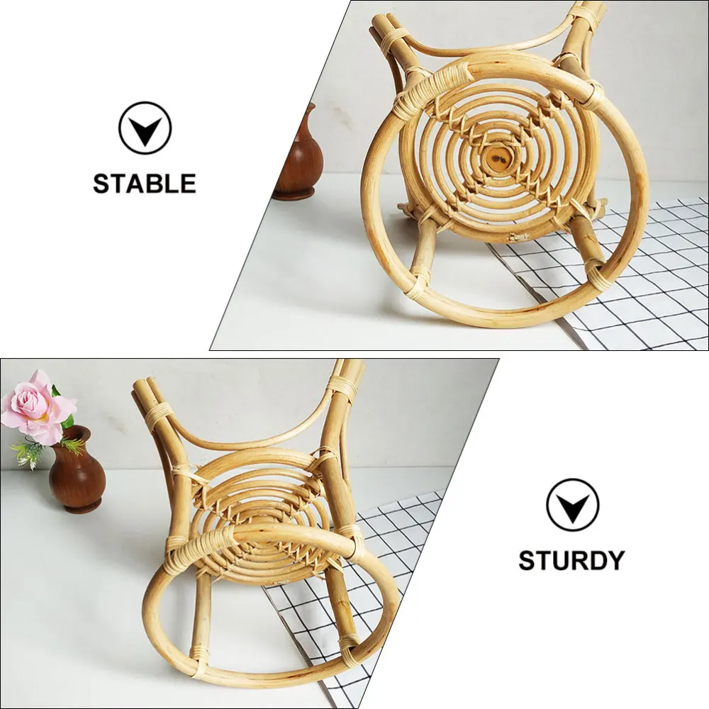 

1pc Creative Rattan Weaving Craft Flowerpot Rack Simple Flowerpot Display Shelf