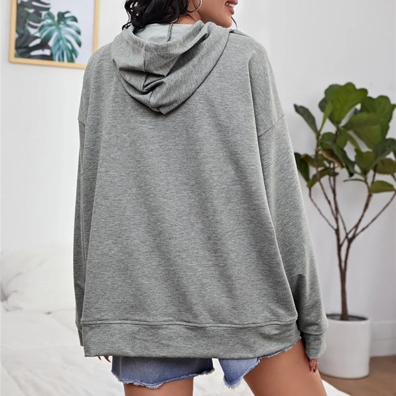 

New Women's Long-sleeved Butterfly Print Drop-shoulder Hooded Drawstring Sweatshirt Tops Female Clothing