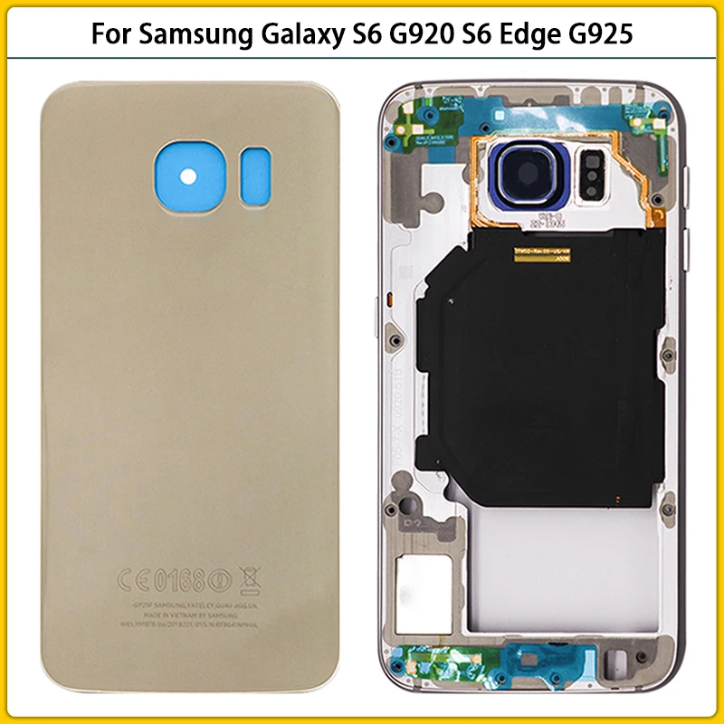 Новый задний корпус S6 для Samsung Galaxy G920 S6Edge Edge G925 передняя средняя рамка Крышка