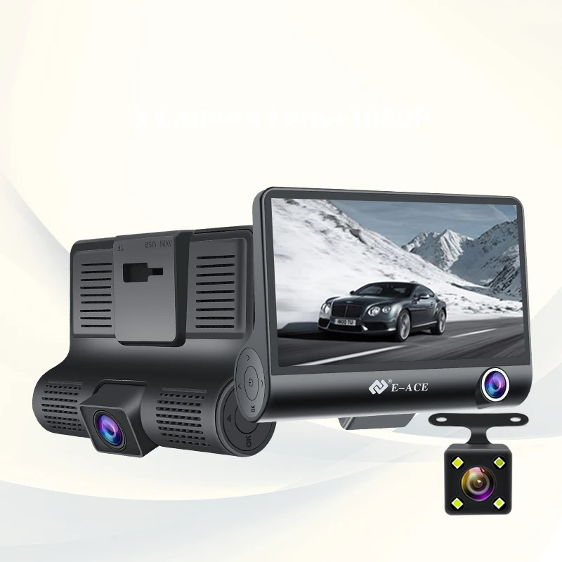 Миниатюрный Автомобильный видеорегистратор ACCEO 4 0 дюйма 1080P FHD с 3 объективами