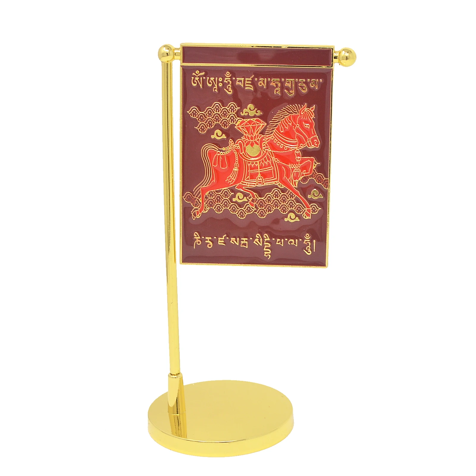 

Feng Shui Statue Flag Of Victory Red Victorious Horse Desktop Decor W4377