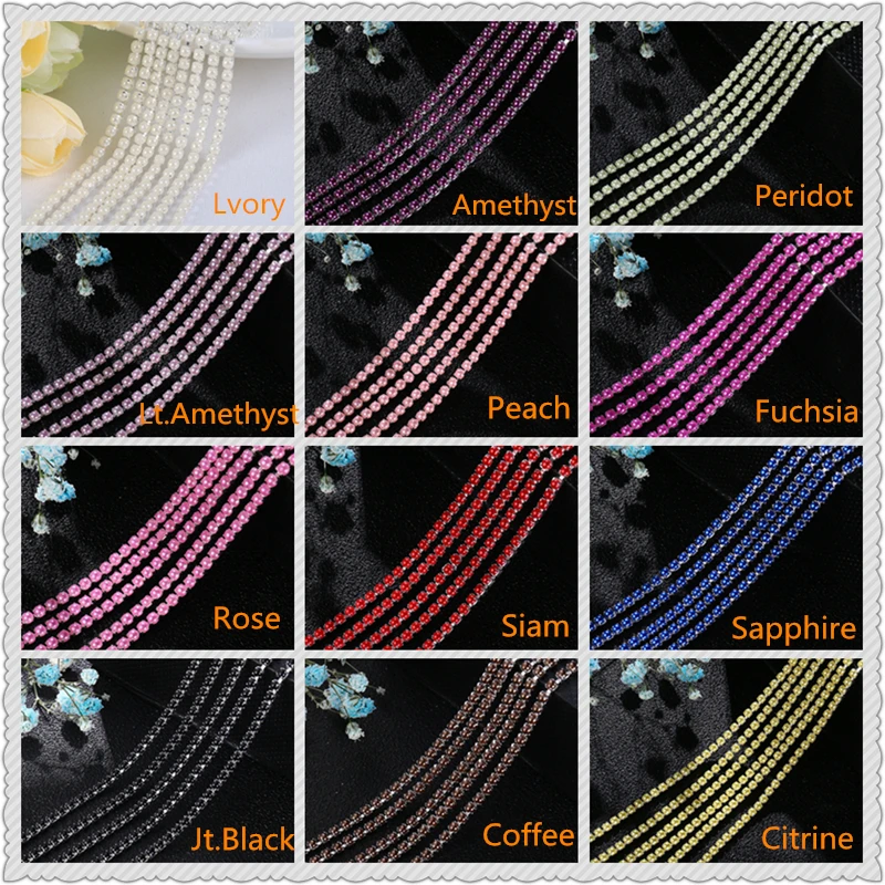 Feilang 15 Colors 2mm/2.5mm Size Pearl Chain Resin 2yards/bag Material DIY Colorful Claw Rhinestones Sewing Accessories | Дом и сад