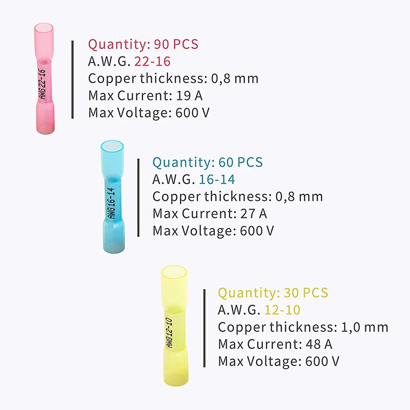 180 шт. термоусадочные стыки для разъемов-обжимные соединители набора-клеммы
