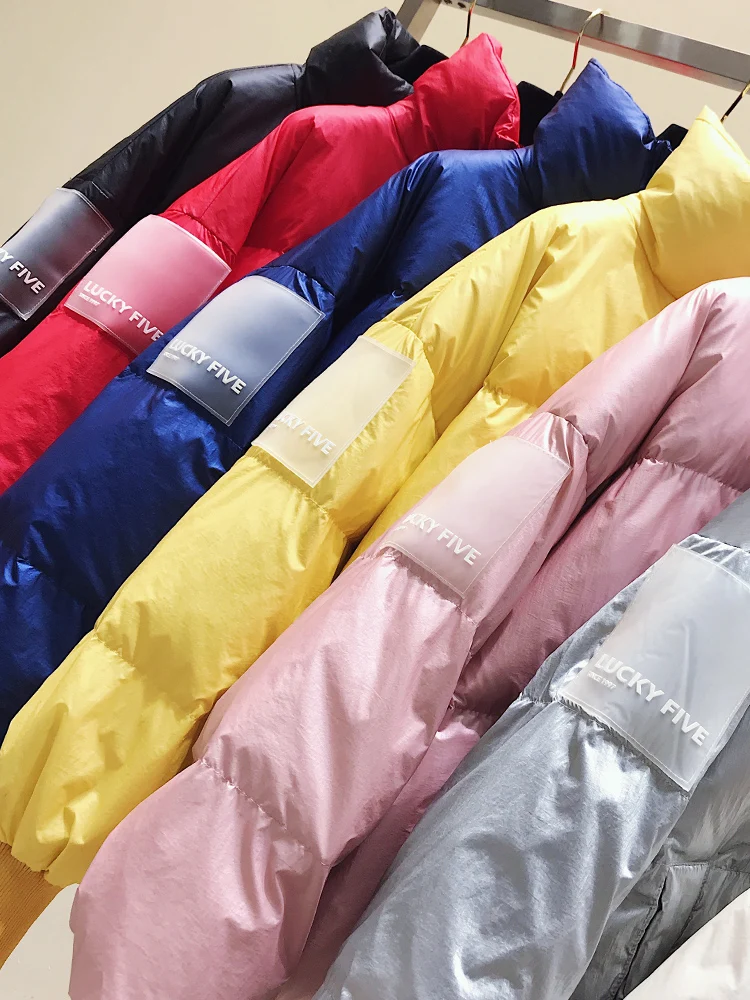 Женская Блестящая непромокаемая парка LUZUZI Теплая стеганая на пуху повседневное