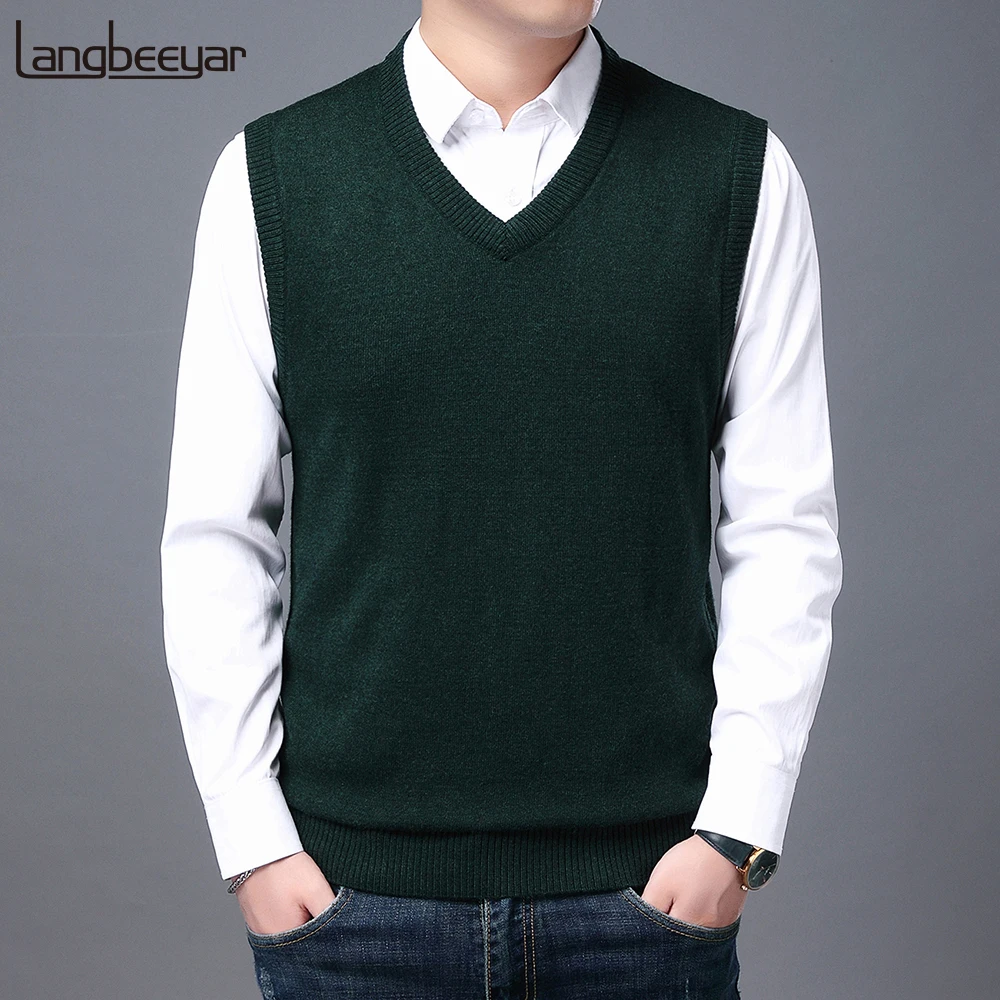 2023 High Quality New Autum Winter Fashion Brand Knit Sleeveless Vest Pullover Mens Casual Sweaters Designer Woolen Mans Clothes