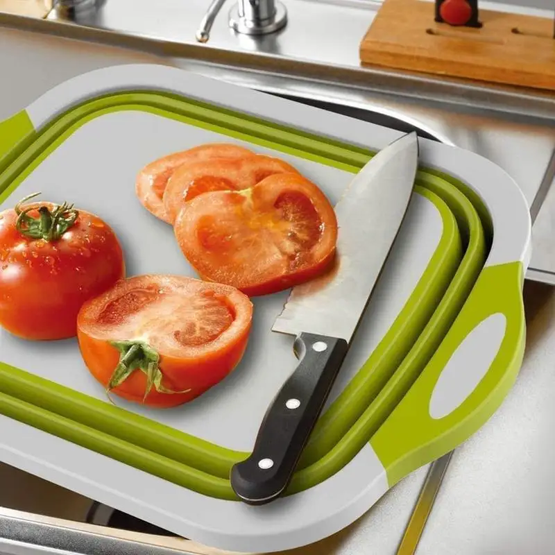 

Multifunctional Cutting Board Foldable Drain Basket Vegetable Washing Kitchen Sink 2021 Vgetable Gadget New Portable Coland J6U1