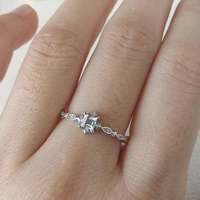 fashion minimalist stacking wedding thin rings for women 925 sterling silver filled small light blue topaz eternity rings mujer