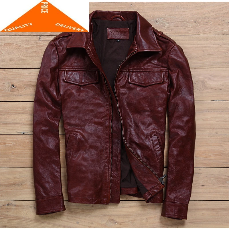

Jacket 100% Genuine Men Clothes 2020 Autumn Winter Real Fit Cow Leather Jackets Moto Biker Coat Jaqueta De Couro ZL008
