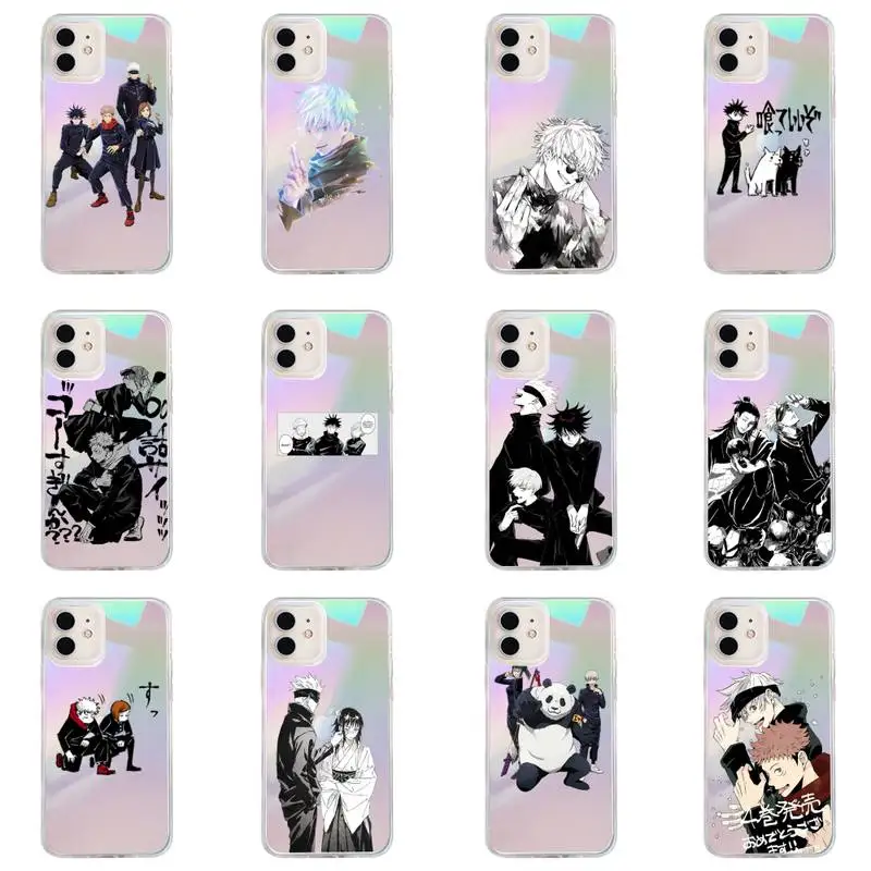 

Jujutsu Kaisen Phone Case for iPhone huawei P 7 8 9 11 12 10 30 40 S X XS XR MINI Pro Max Plus laser Transparent Glitter