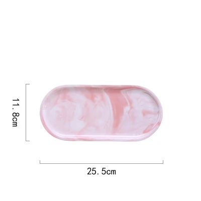 Pink S Позолоченный керамический Мраморный поднос для хранения ювелирных изделий, поднос для посуды, фарфоровая посуда, набор тарелок, столовая посуда, набор посуды - Цвет: Pink S