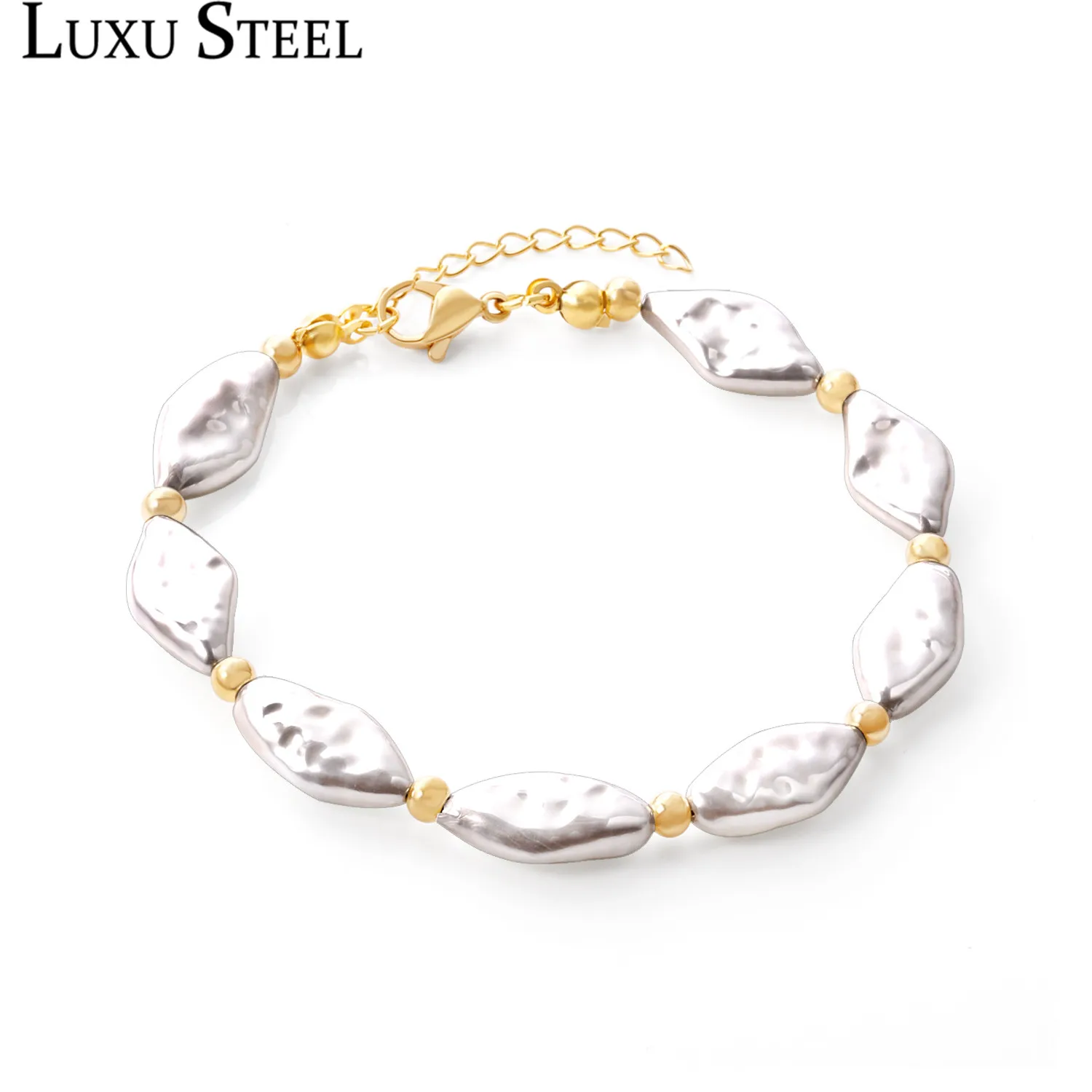 Изящные женские браслеты LUXU из стали нержавеющей с геометрическими бусинами