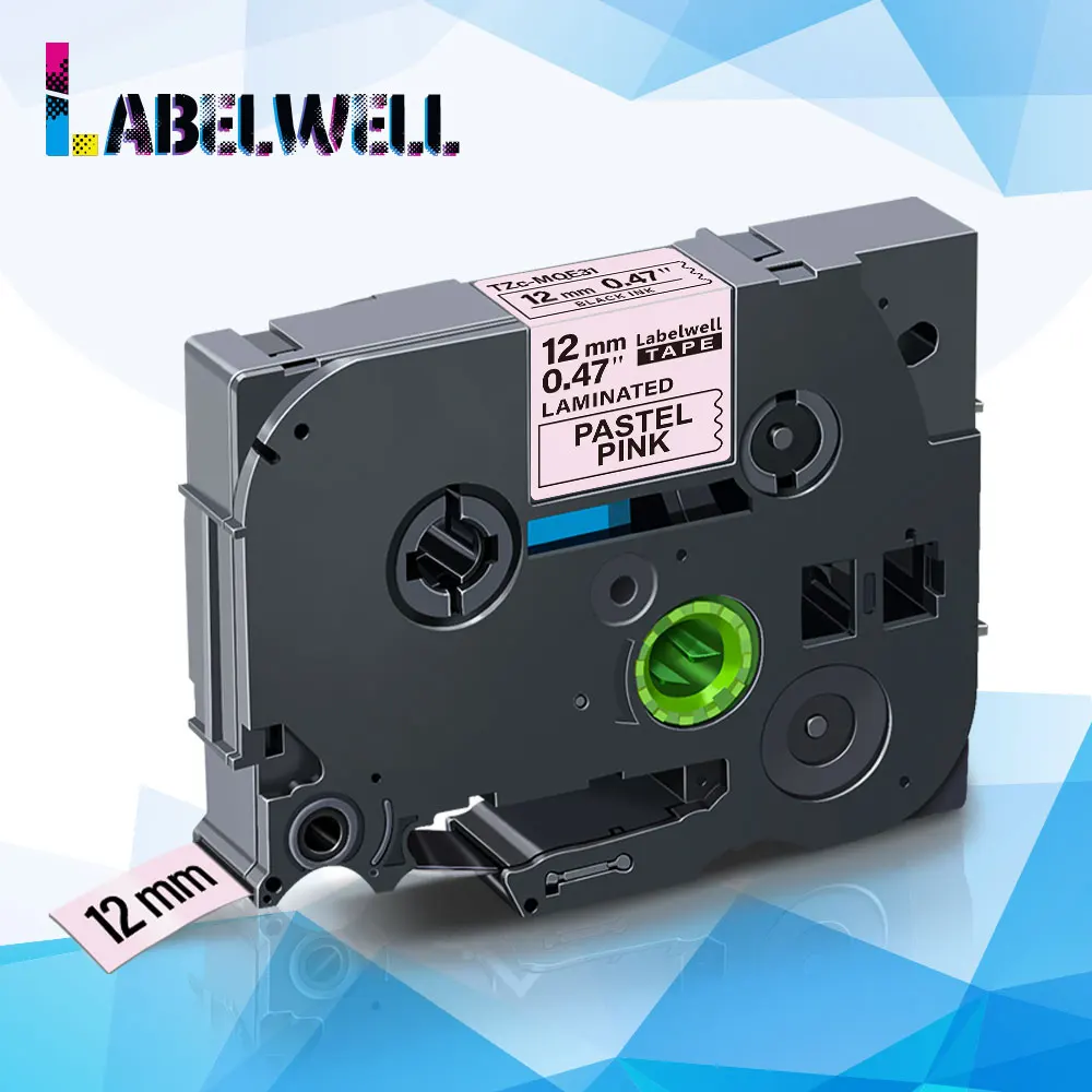 Labelwell 12 мм * 4 м лента для этикеток совместимая с MQE31 ламинированная кассета черная