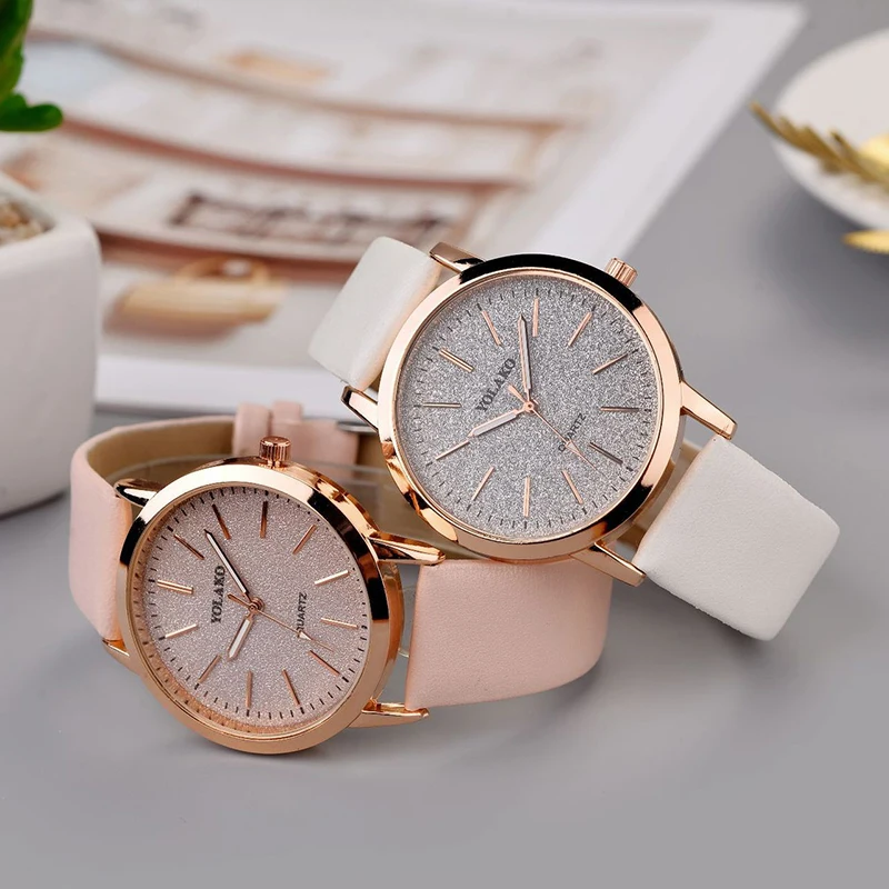 Women Fashion Watches New YOLAKO Women's Simplicity Casual Quartz Leather Band Watch Analog Wrist Watch Gift Montre Femme brand luxury starry women full crystals dress wrist watch quartz vogue girls big size watches real leather analog montre femme