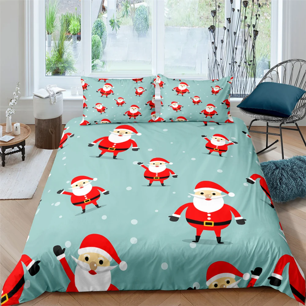 

3D Digital Printed Santa Christmas Bedding Set Soft Microfiber Queen King Home Textiles Duvet Cover with Pillow Bedding Sets