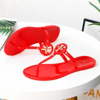 new women sandals fashion metal buckle flip flop female slippers outdoor beach shoes solid simple flats for ladies summer 2022