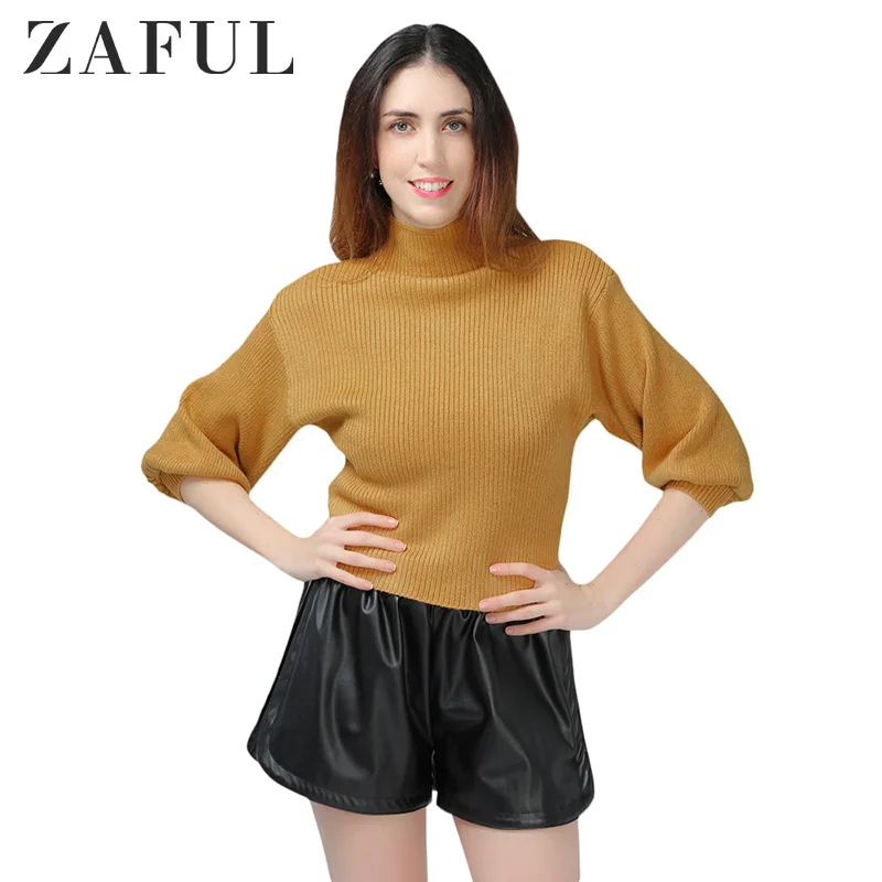 ZAFUL пуловер с рукавами-фонариками тонкий свитер женский осенне-зимний Водолазка