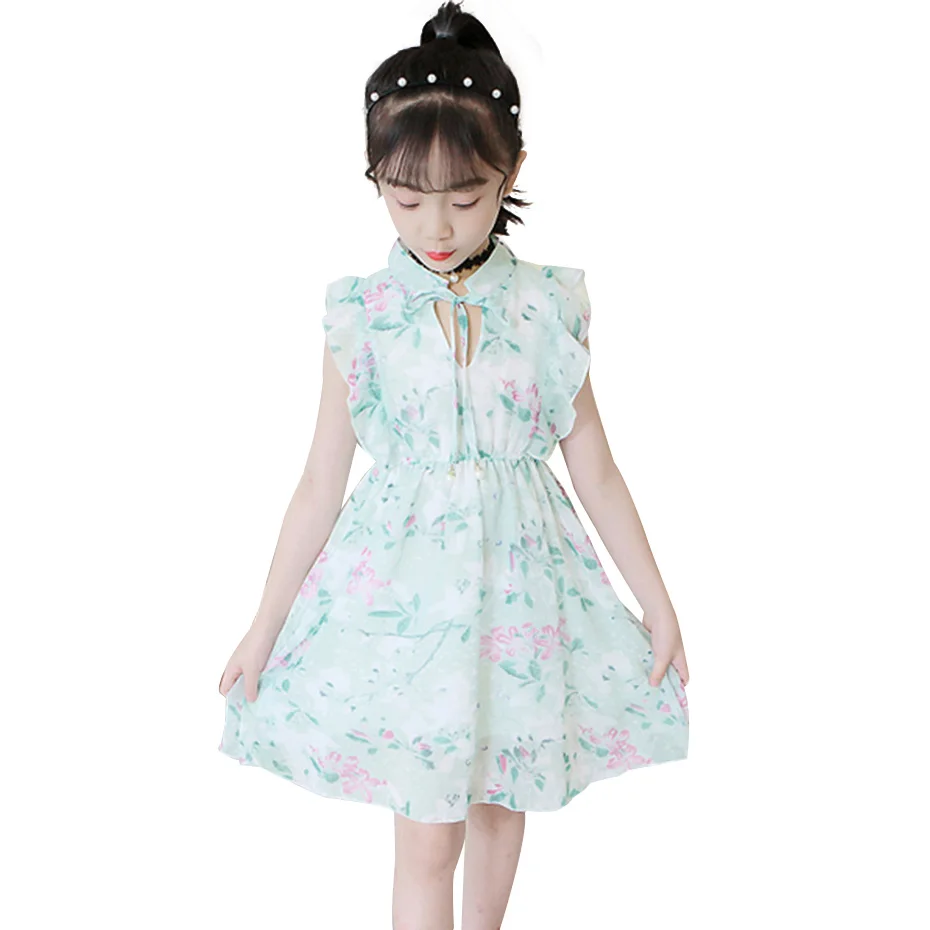 Girl Beach Dresses Floral Pattern Child Dress Summer Kids Teenage Costume 6 8 10 12 14 | Детская одежда и обувь