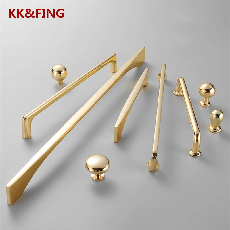 KK&FING Golden Kitchen Cabinets Door Pulls Wardrobe Knob Ren