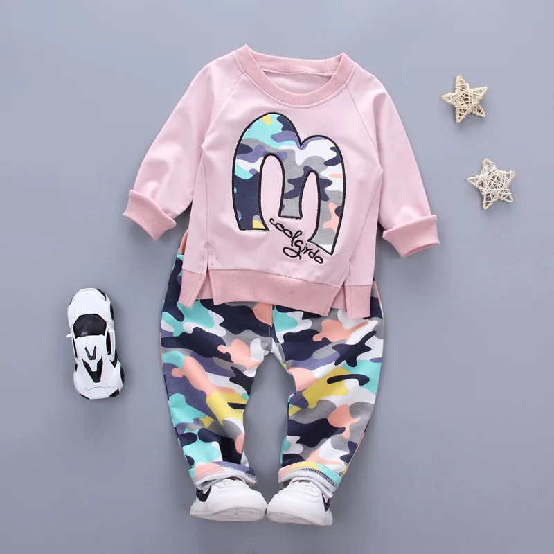 Baby Boy Autumn Clothes Girl Letter M Warm Cotton Clothing Set For Kid Camouflage Jackets Pant 2pcs Fashion Children Sports Suit