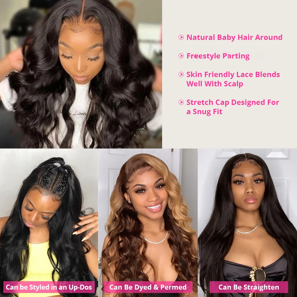 Парик на сетке спереди 13*4 бразильские волнистые предварительно выщипанные